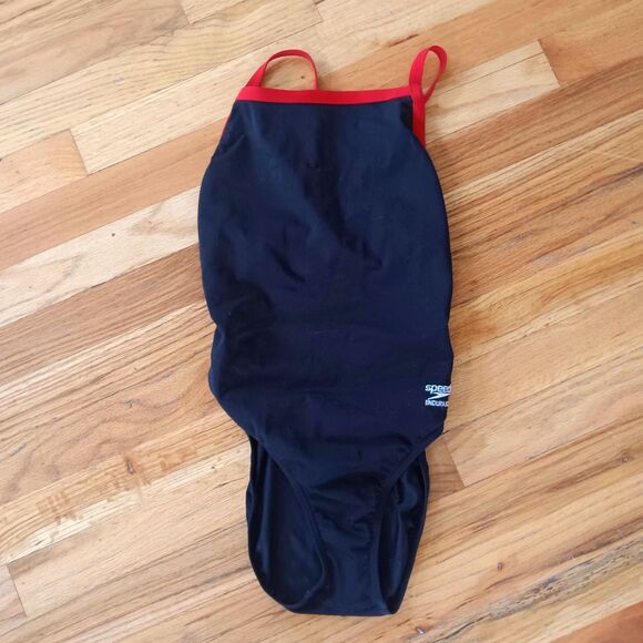 Speedo Women's Swimsuit One Piece Endurance+ Flyback Team Black/Black 30 - Picture 2 of 8